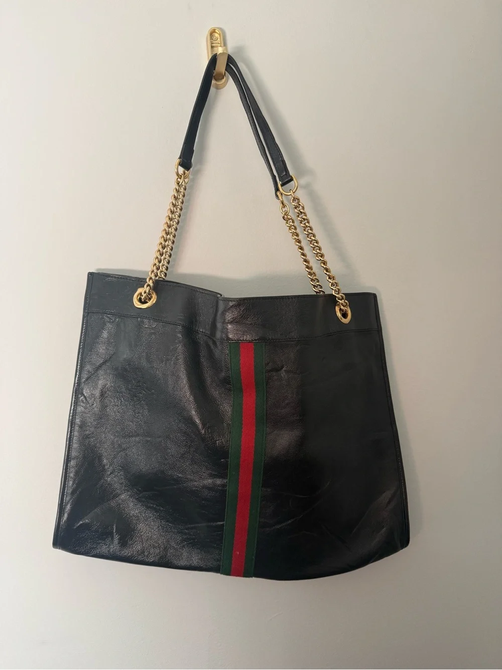 Gucci Rajah Tote Black Leather EUC